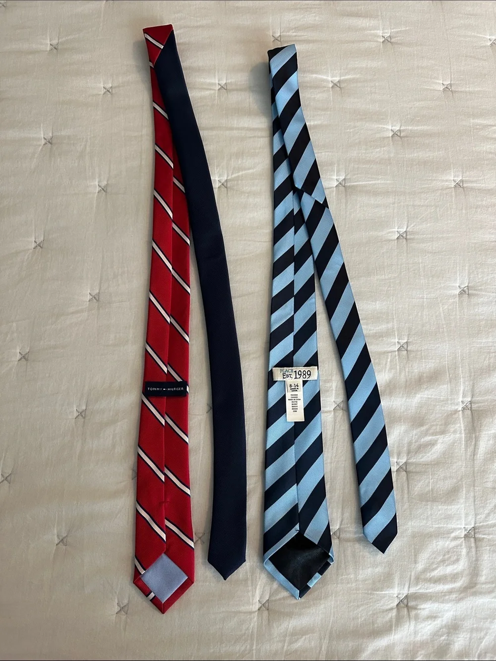 Tommy Hilfiger Red and Light Blue Striped Silk Ties